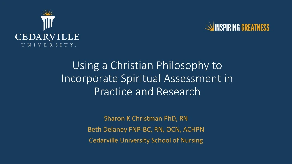 using a christian philosophy to incorporate spiritual assessment in practice and research