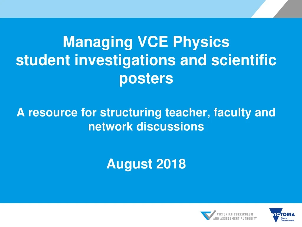 managing vce physics student investigations