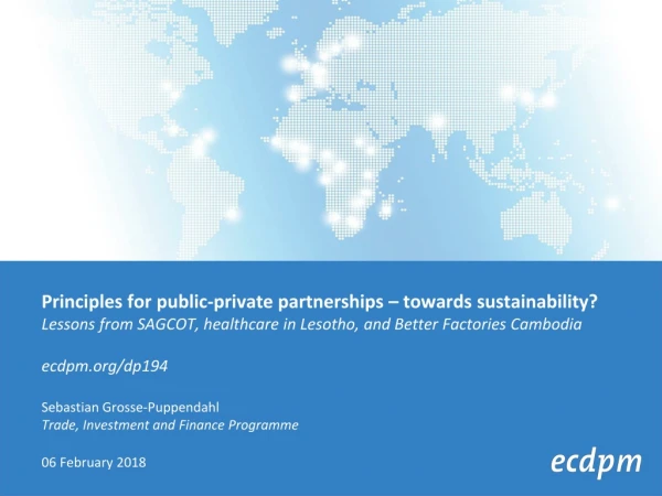 Principles for public-private partnerships – towards sustainability?