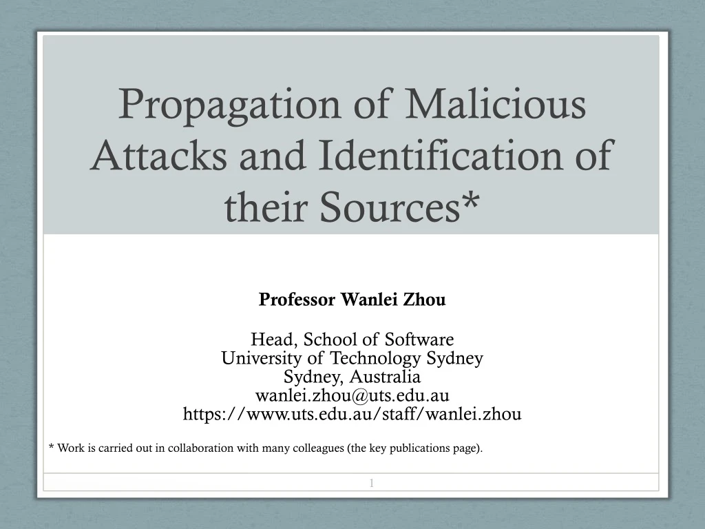 propagation of malicious attacks and identification of their sources
