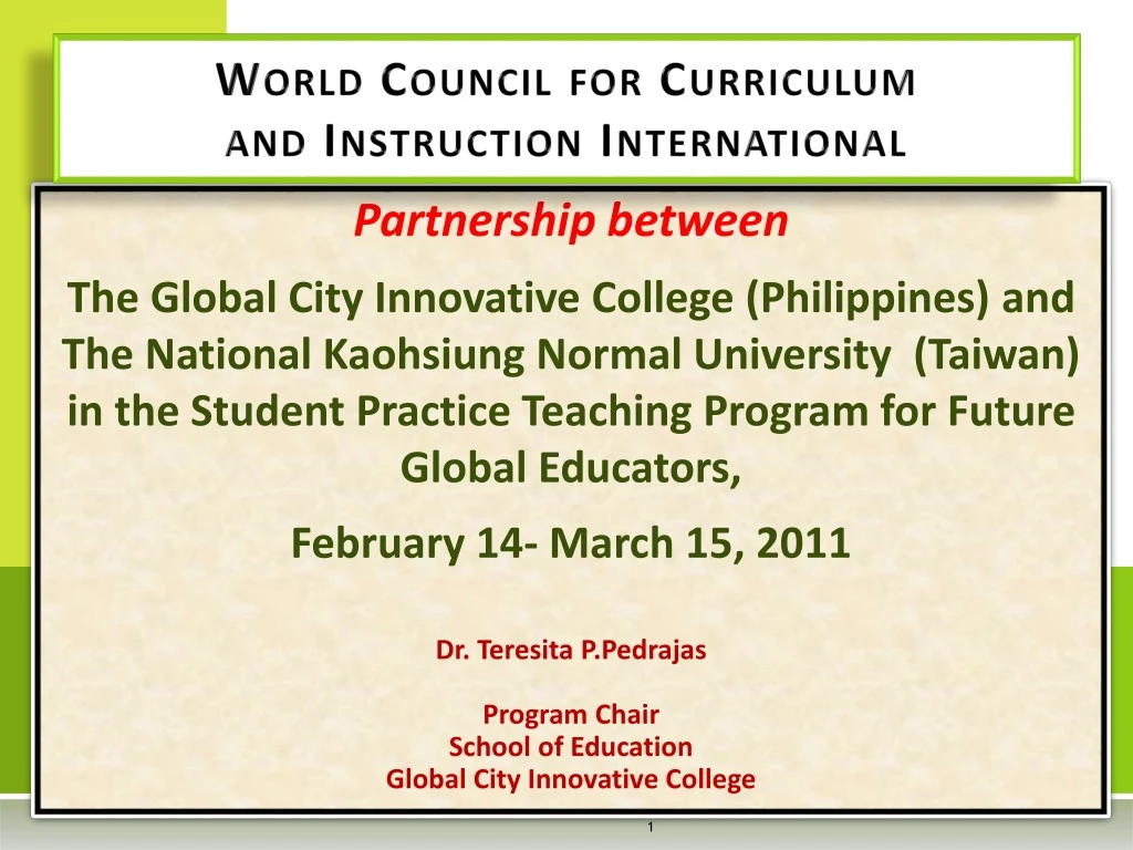 world council for curriculum and instruction international