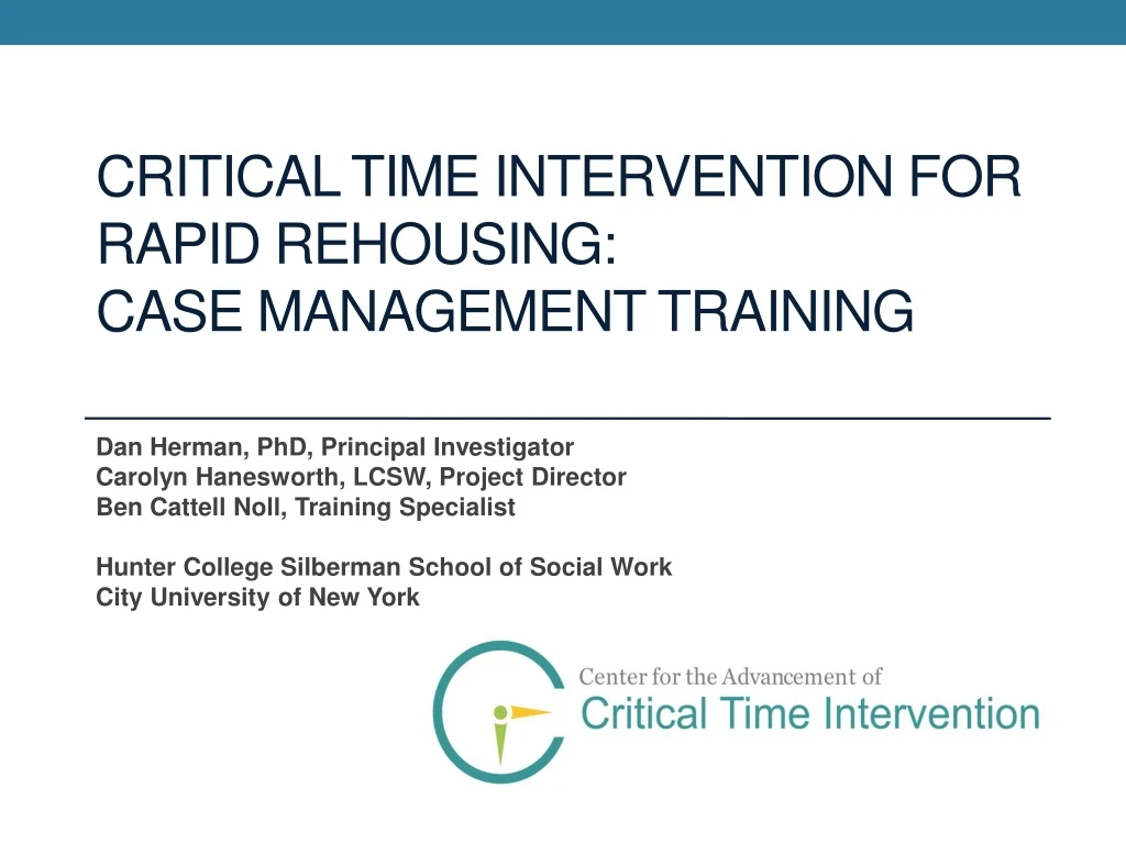 critical time intervention for rapid rehousing case management training