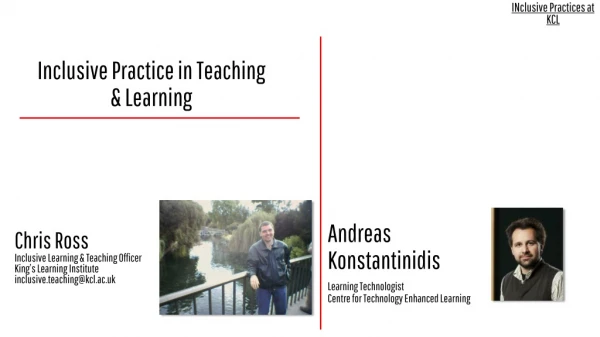 Andreas Konstantinidis Learning Technologist Centre for Technology Enhanced Learning