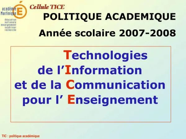 Technologies de l Information et de la Communication pour l Enseignement