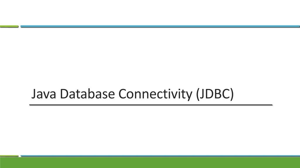 java database connectivity jdbc