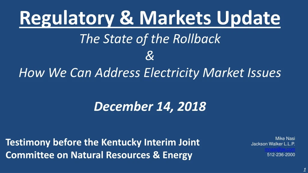 regulatory markets update the state