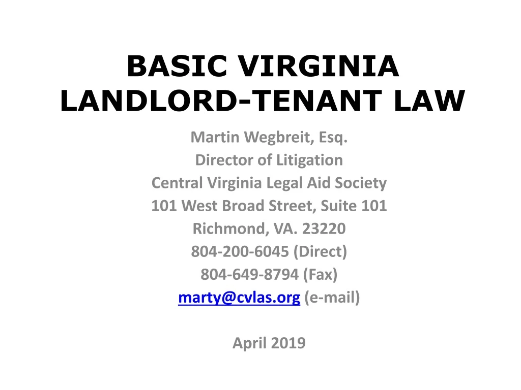 basic virginia landlord tenant law