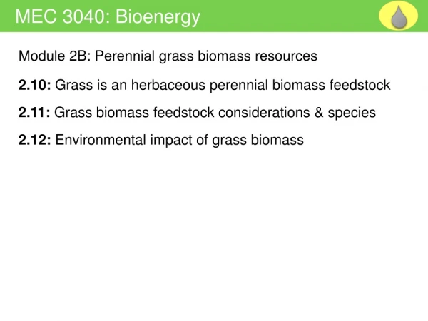 Module 2B: Perennial grass biomass resources