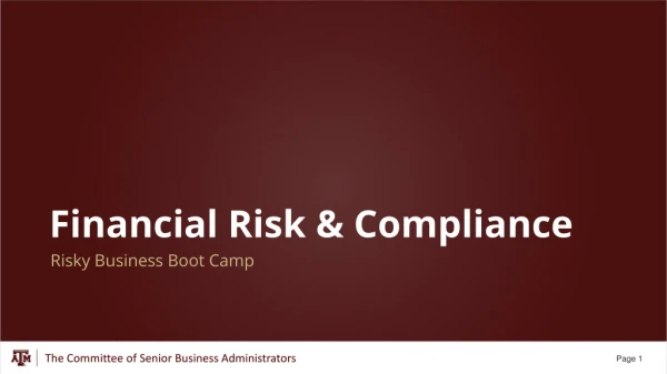 Financial Risk &amp; Compliance