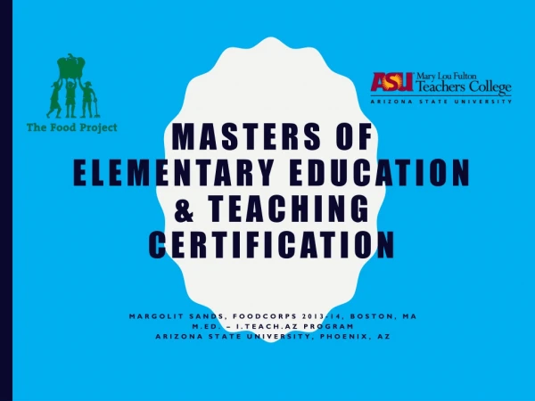 masters of elementary education &amp; teaching certification