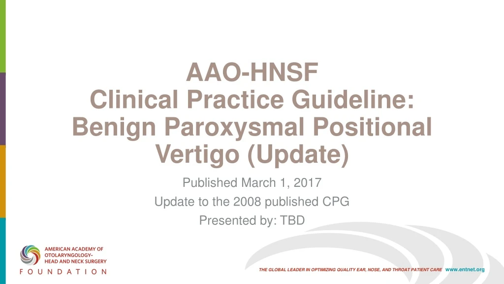 aao hnsf clinical practice guideline benign paroxysmal positional vertigo update