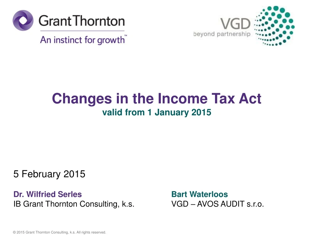 changes in the income tax act valid from