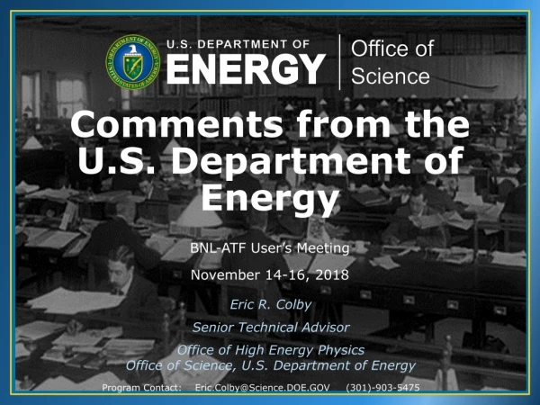 Comments from the U.S. Department of Energy