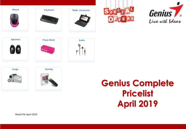 Genius Complete Pricelist April 2019