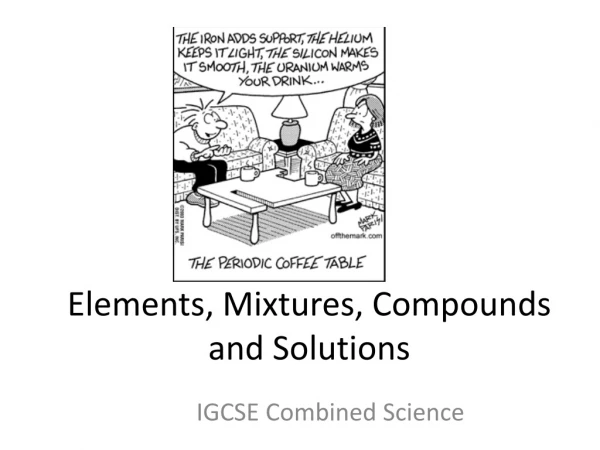 Elements , Mixtures, Compounds and Solutions