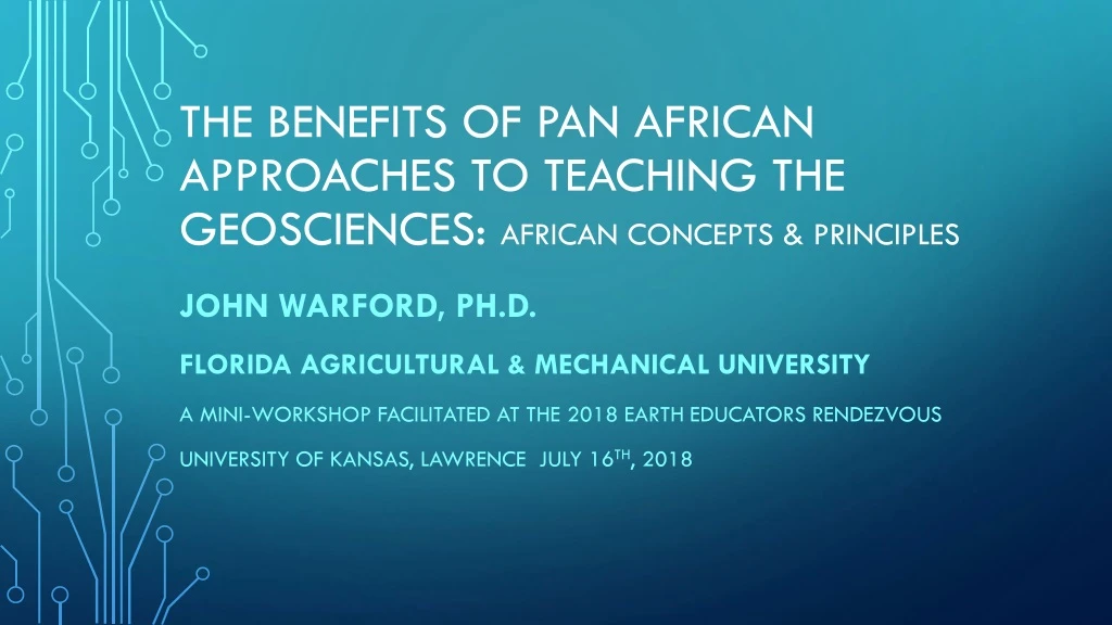 the benefits of pan african approaches to teaching the geosciences african concepts principles