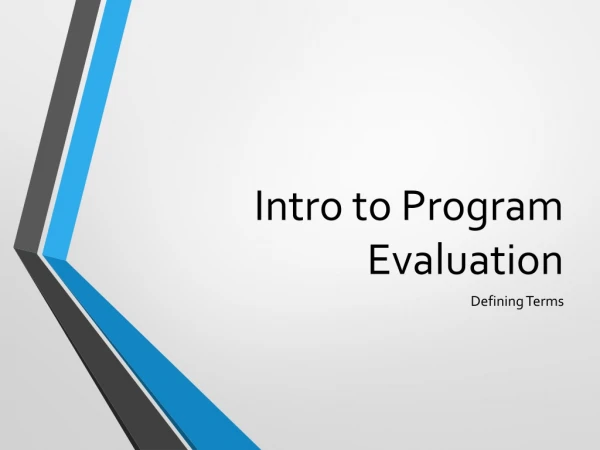 Intro to Program Evaluation