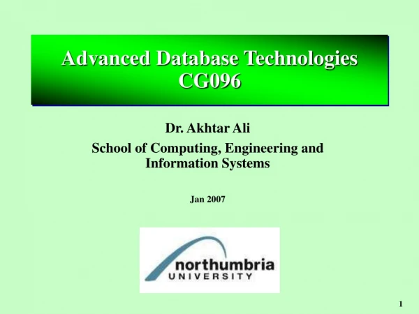 Advanced Database Technologies CG096