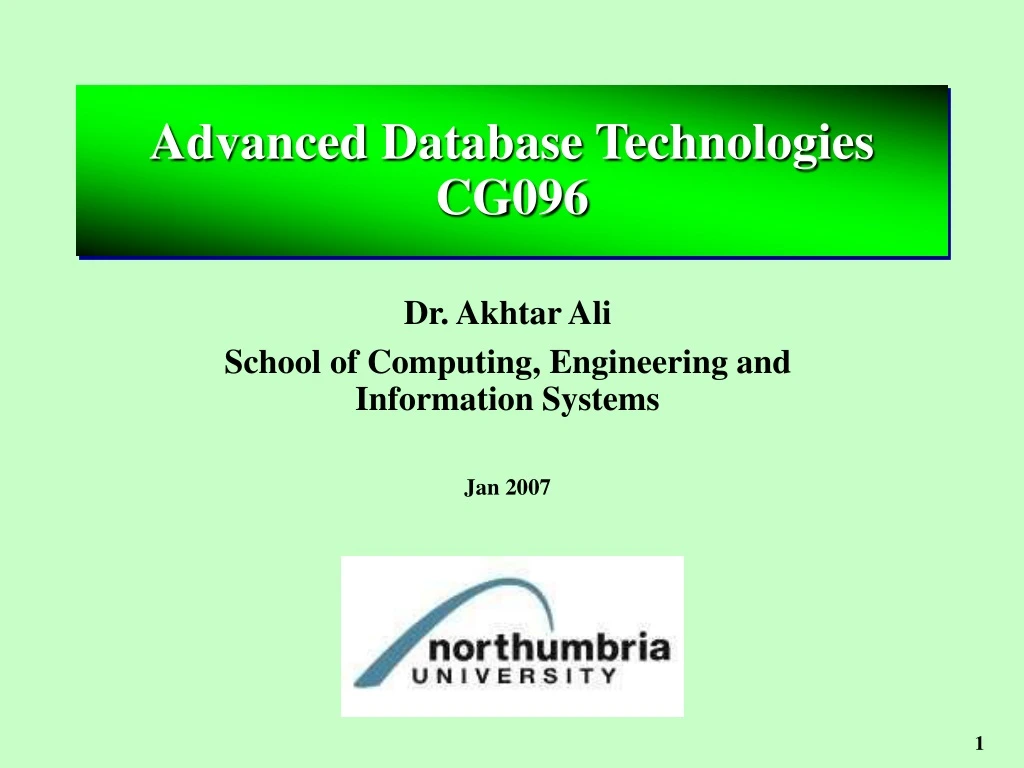 advanced database technologies cg096