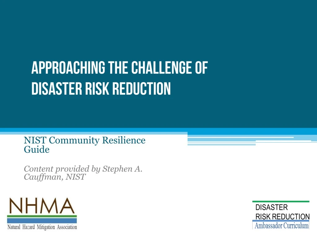 approaching the challenge of disaster risk reduction