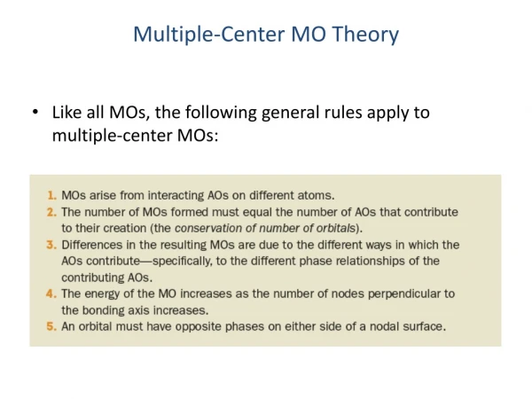 Multiple-Center MO Theory