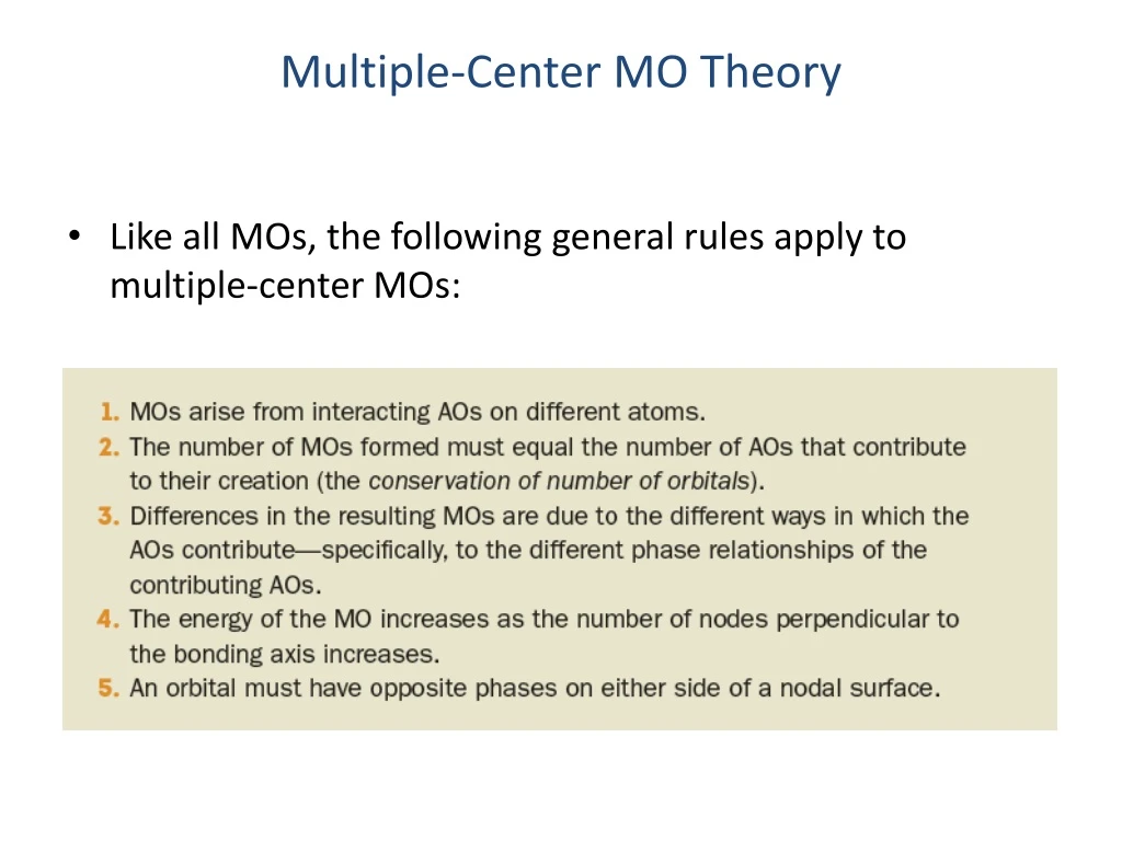 multiple center mo theory