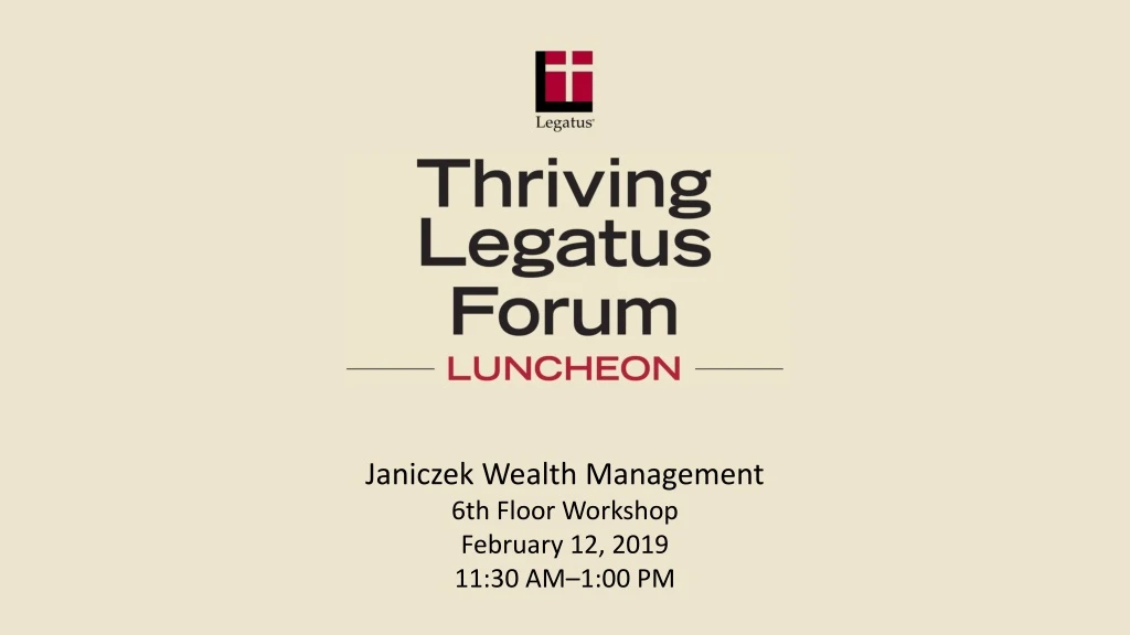 janiczek wealth management 6th floor workshop