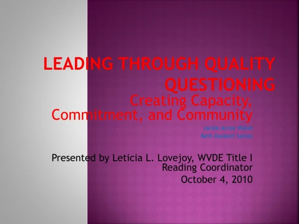 LEADING Through Quality Questioning