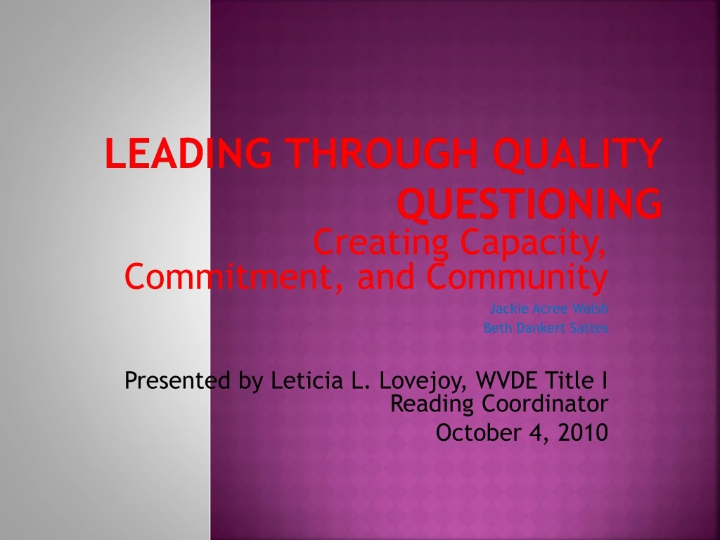 leading through quality questioning