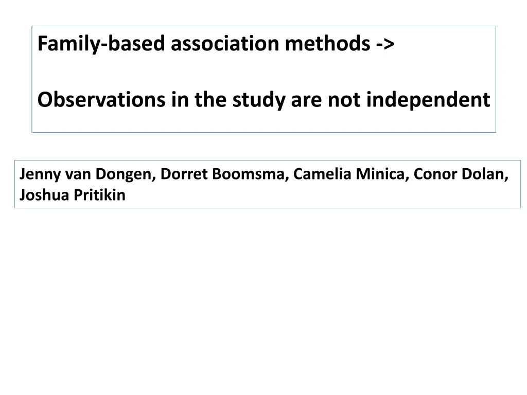 family based association methods observations