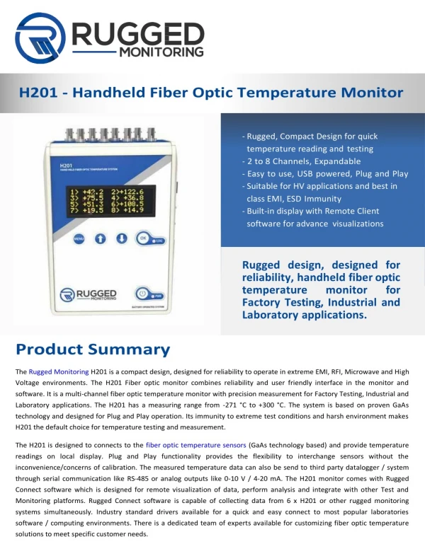 H201 Fiber Optic Temperature Monitors - EV Thermal Management | RM