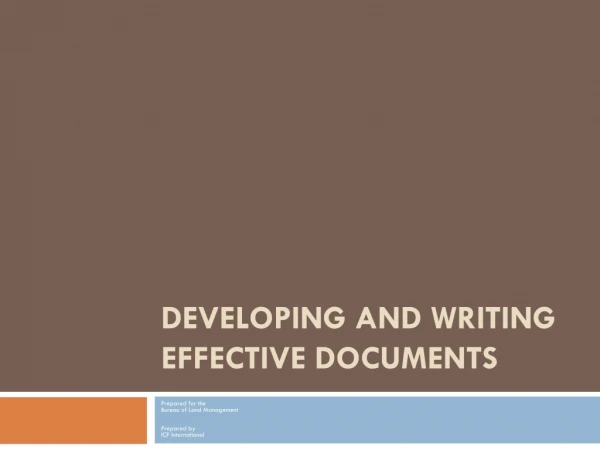 Developing and Writing Effective Documents