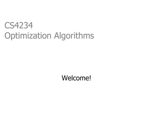 CS4234 Optimization Algorithms