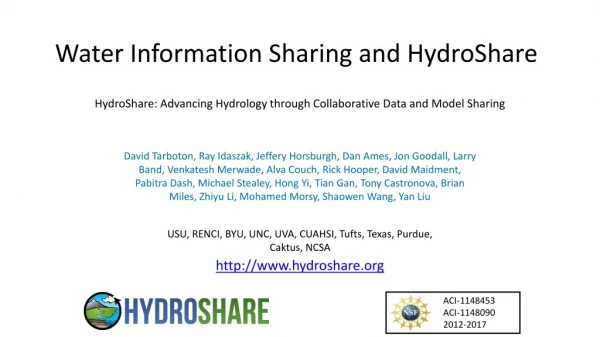 Water Information Sharing and HydroShare