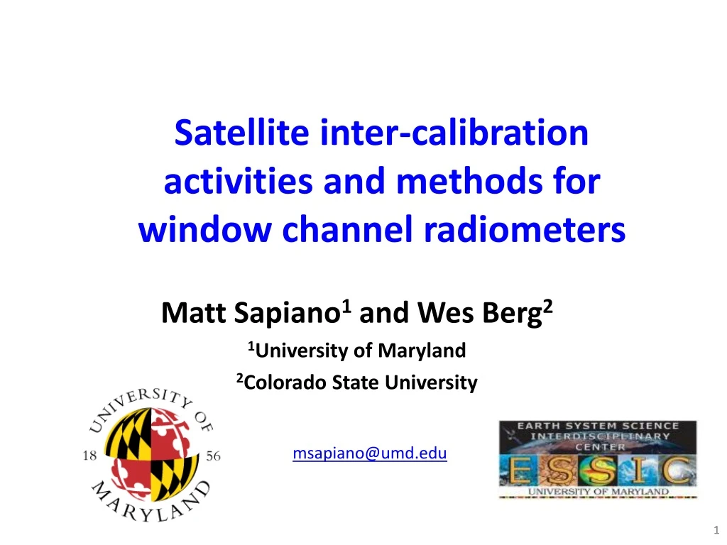 satellite inter calibration activities and methods for window channel radiometers