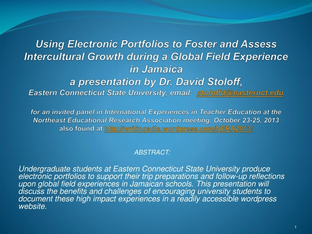 using electronic portfolios to foster and assess