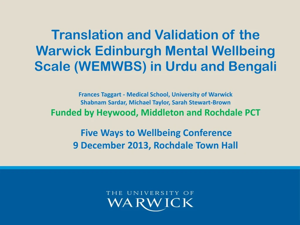 translation and validation of the warwick