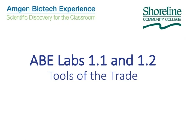 ABE Labs 1.1 and 1.2 Tools of the Trade