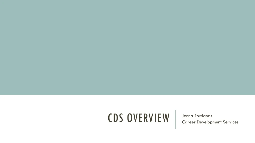 cds overview