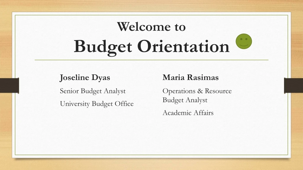 welcome to budget orientation