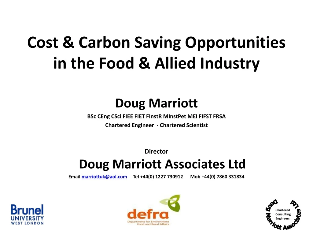 cost carbon saving opportunities in the food allied industry