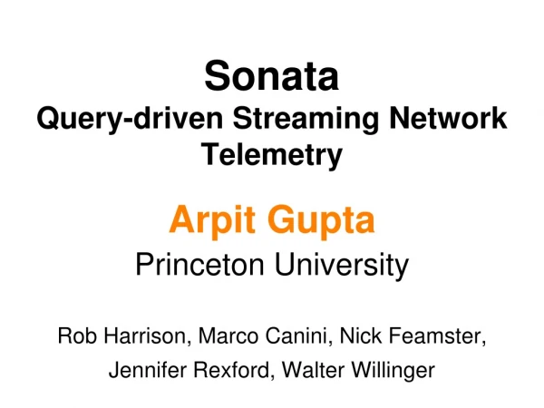 Sonata Query-driven Streaming Network Telemetry
