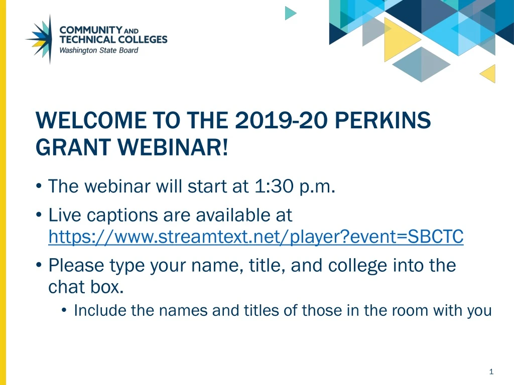 welcome to the 2019 20 perkins grant webinar