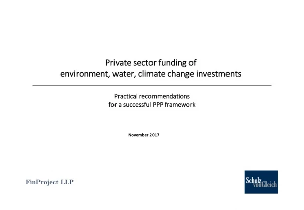 Private sector funding of environment, water, climate change investments
