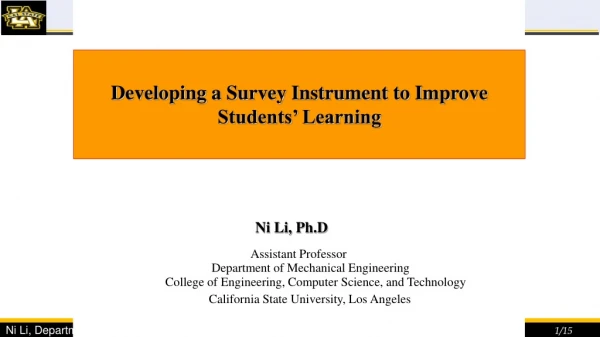 Developing a Survey Instrument to Improve Students’ Learning
