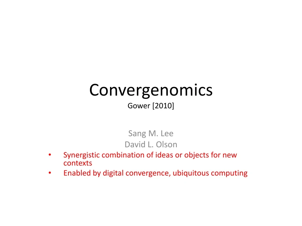 convergenomics gower 2010