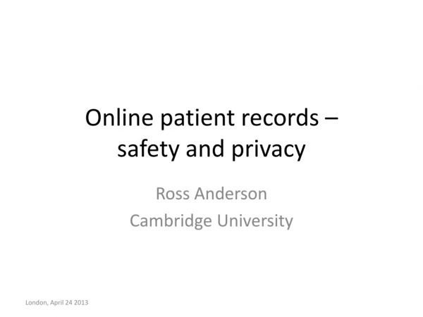Online patient records – safety and privacy