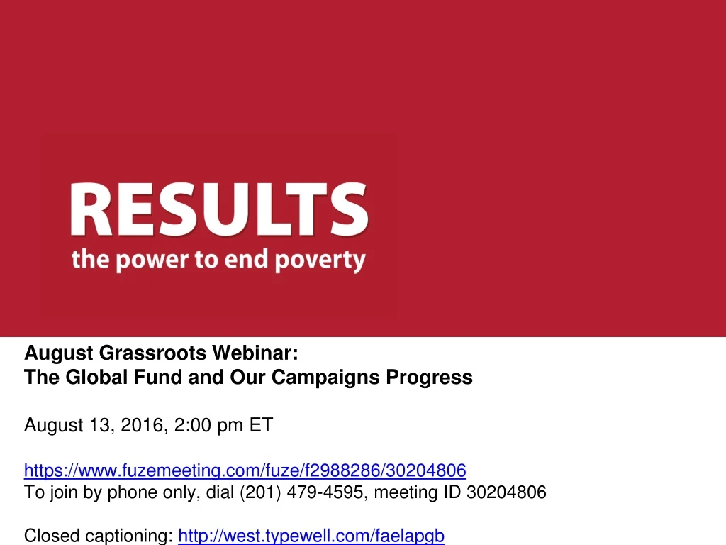 august grassroots webinar the global fund