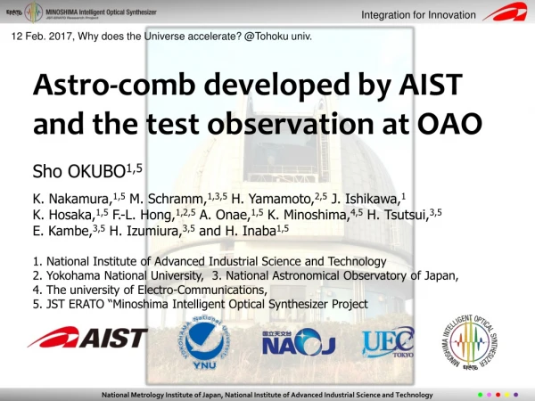 Astro-comb developed by AIST and the test observation at OAO