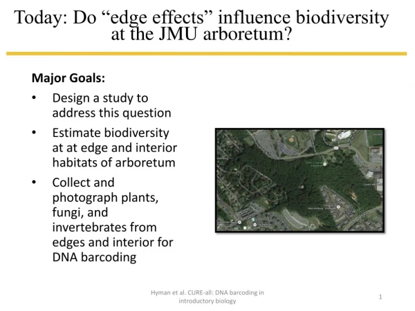 Today: Do “edge effects” influence biodiversity at the JMU arboretum?